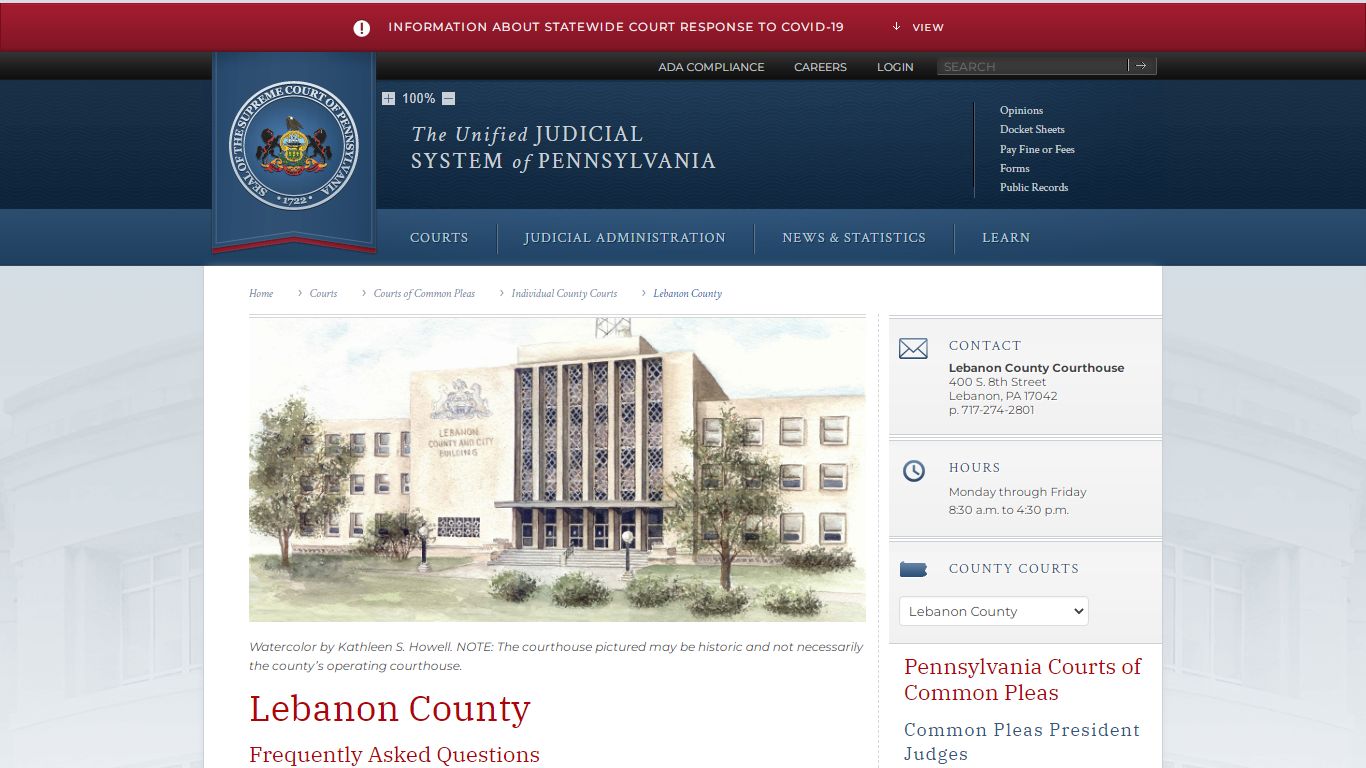 Lebanon County | Individual County Courts | Courts of Common Pleas ...