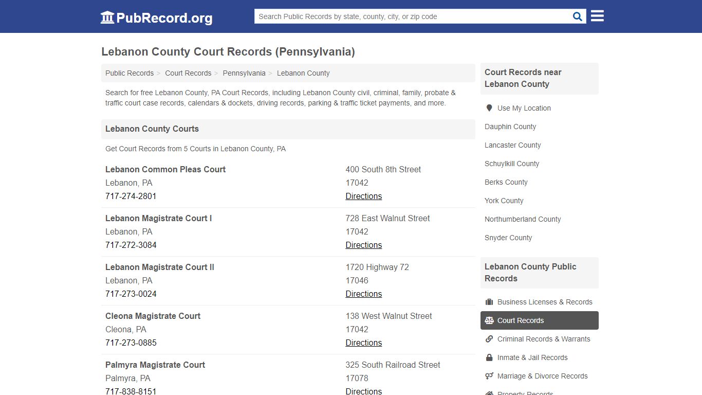 Lebanon County Court Records (Pennsylvania) - PubRecord.org