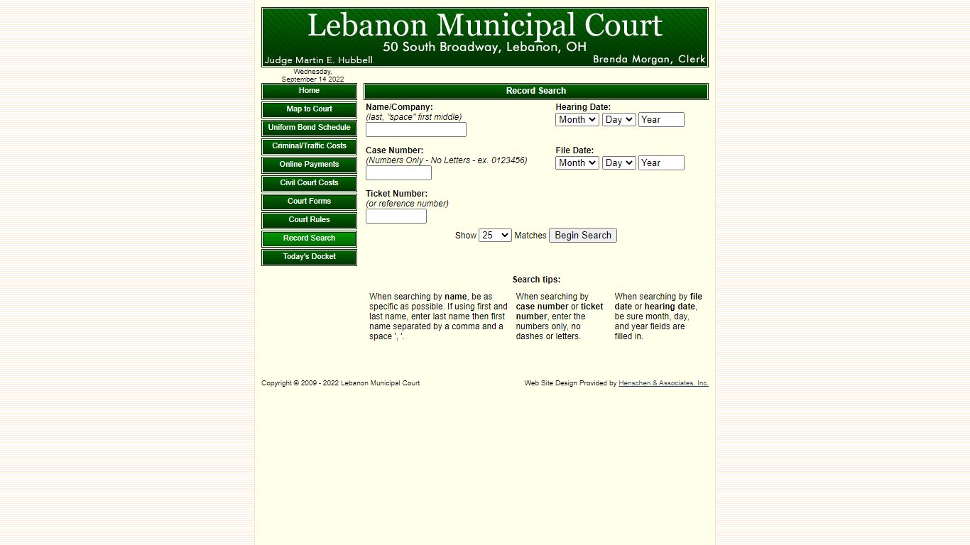 Record Search - Lebanon Municipal Court